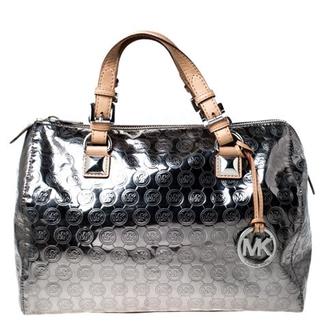 michael kors chic tote silber|michael kors silver satchel handbag.